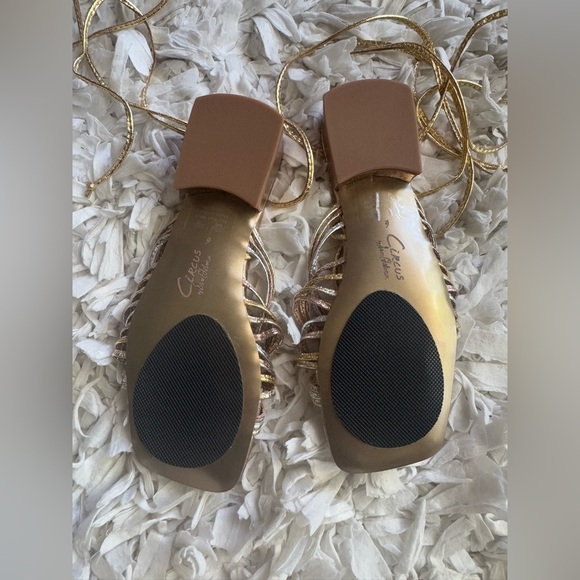 Sam Edelman Circus NY Jocelyn Metallic Strappy Sandal with Ankle Ties - Picture 10 of 10